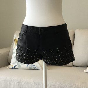 Free People Leather Studded Black Shorts